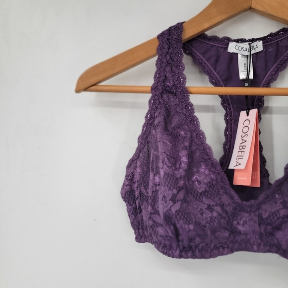 Cosabella Never Say Never Racerback Bralette Size Medium Zaadi Purple Lace - Picture 3 of 12